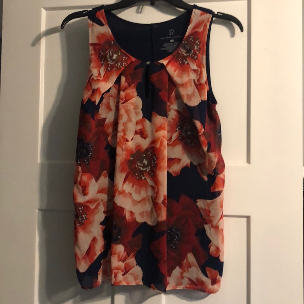 Red & Pink Floral Tank Top